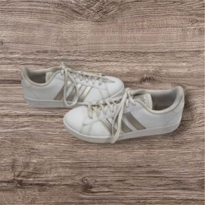 Adidas Classic White and Gold Shoes